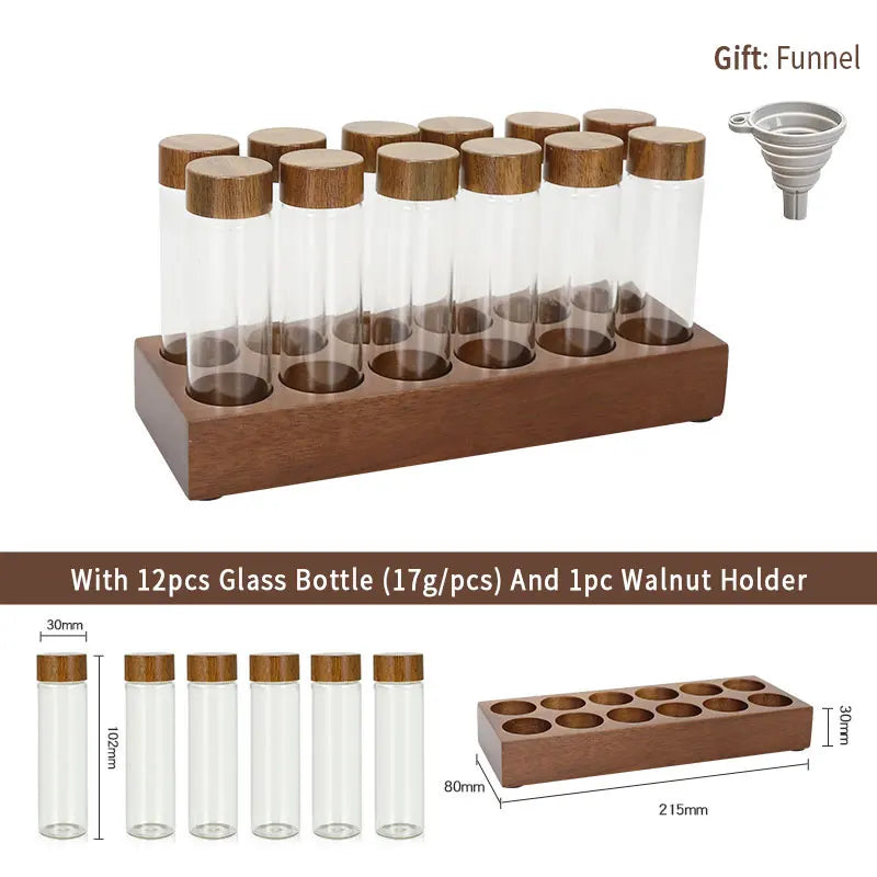 Individual coffee storage tubes for convenient daily bean dosing.