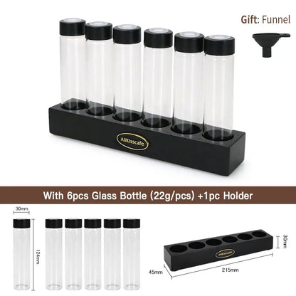 Single-dose bean storage display for modern home coffee bars.