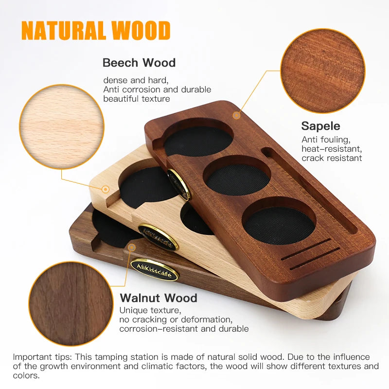 ALIKISSCAFE coffee station accessory with a natural wood finish.