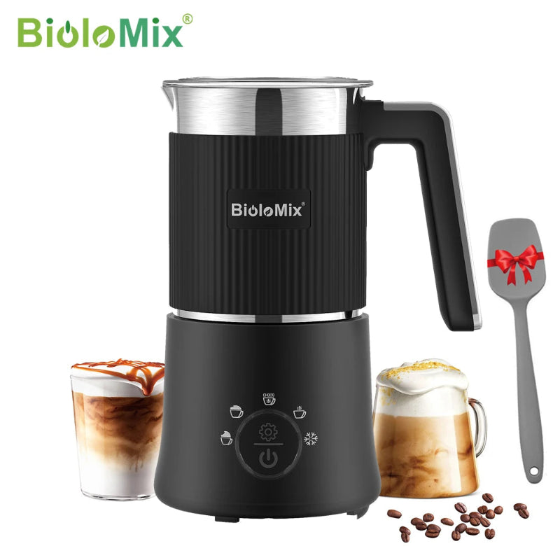 BioloMix milk frother creates creamy milk foam for lattes.