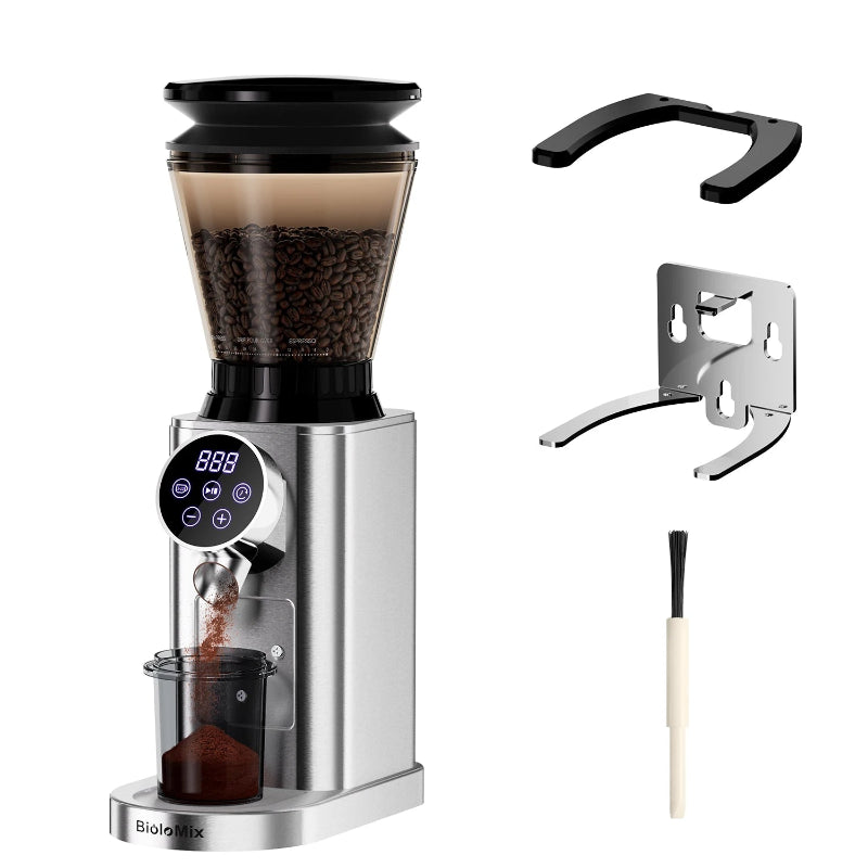 BioloMix coffee grinder with removable grounds container.