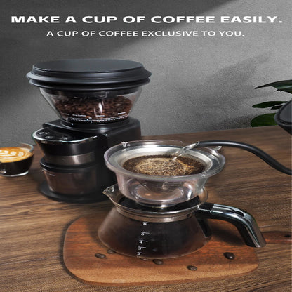 Transparent bean hopper coffee grinder for home baristas.