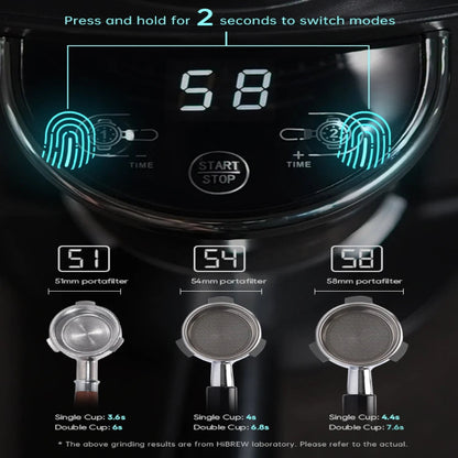 Front view of the HiBREW G3 electric coffee grinder.