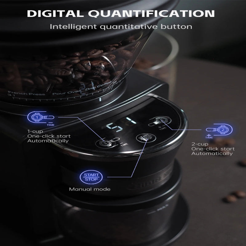 HiBREW G3 coffee grinder with 34 adjustable grind settings.
