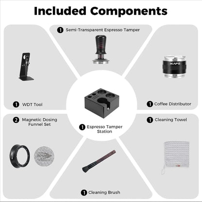 Home barista kit designed for precise espresso preparation.