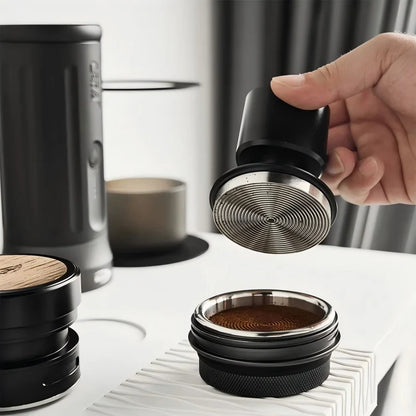 IKAPE Geometry Series espresso tamper for precision coffee preparation.
