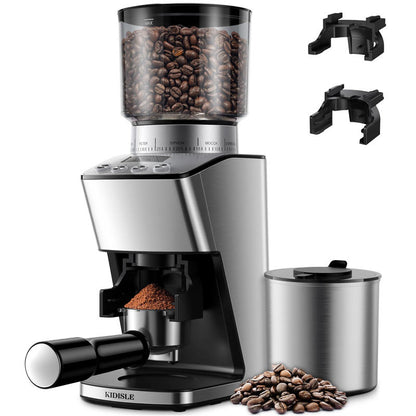 Kidisle conical burr coffee grinder with 51 grind settings.