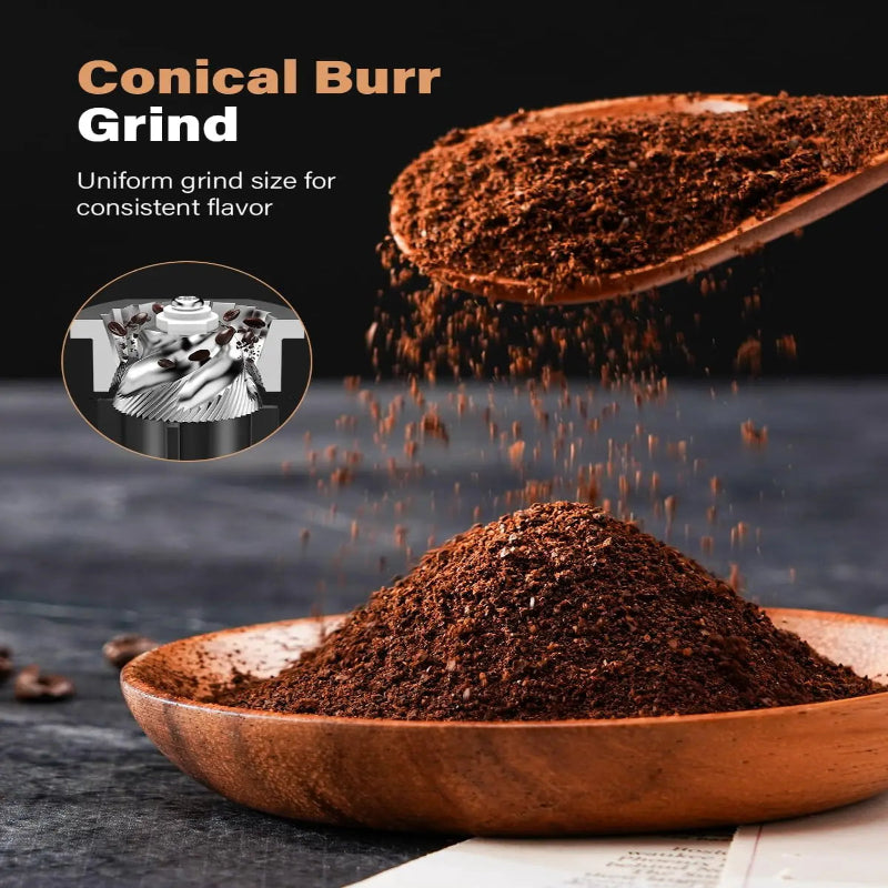Grind fresh coffee beans with the Kidisle burr coffee grinder.