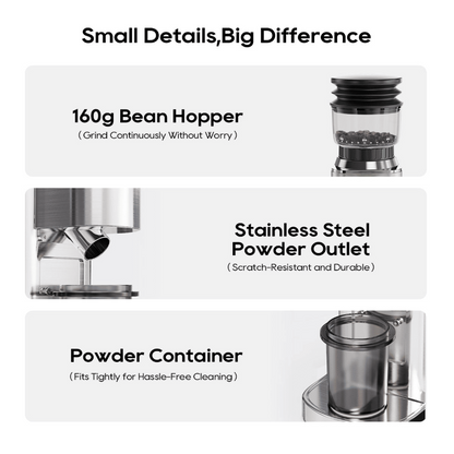 Cutaway view of the coffee grinder showing its internal grinding components.