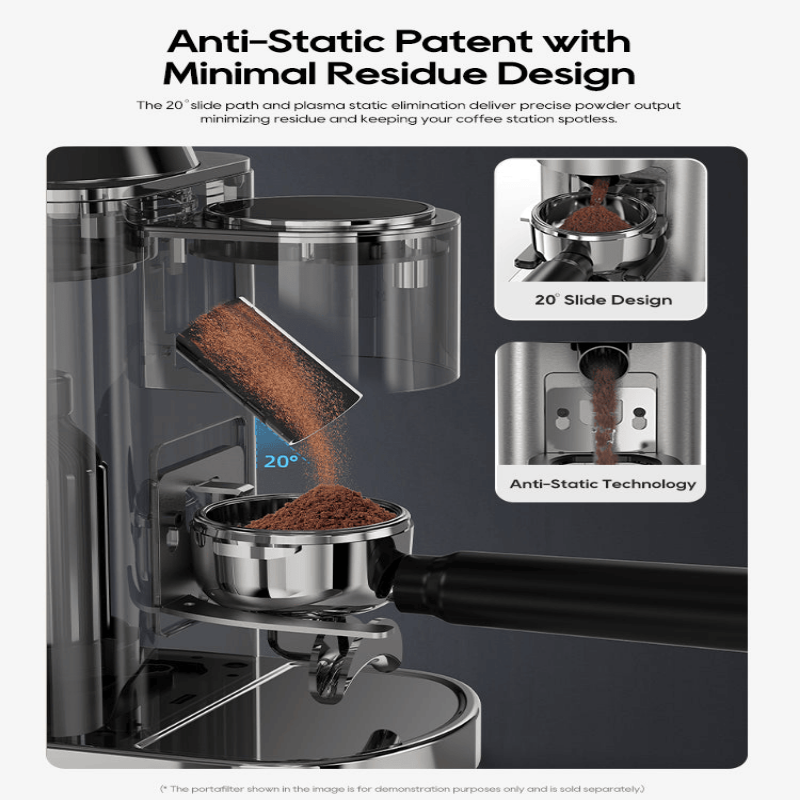 Portafilter holder options for 51mm, 54mm, and 58mm sizes.