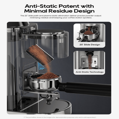Portafilter holder options for 51mm, 54mm, and 58mm sizes.