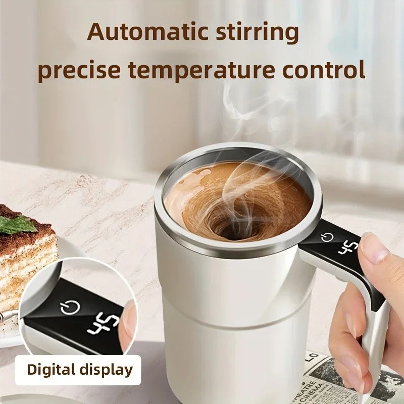 Stirring coffee with a digital display and automatic stirring feature