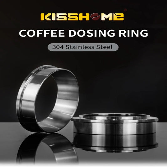 Kisshome coffee dosing ring with 304 stainless steel on a black background