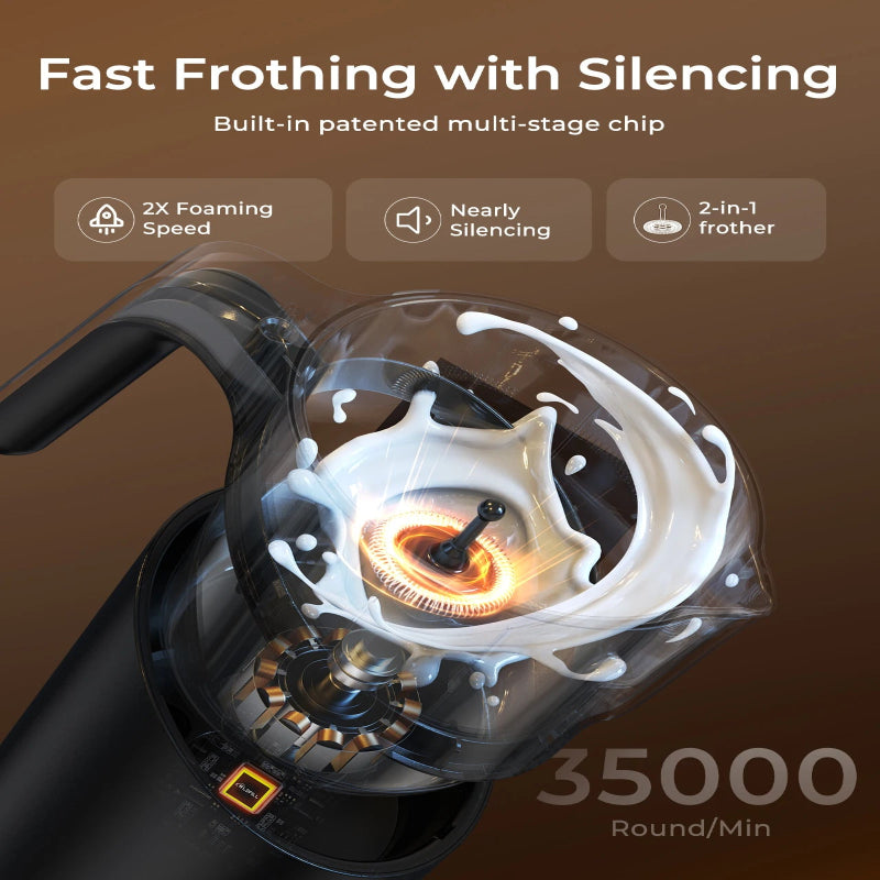 UHOST automatic milk frother creating creamy milk foam.