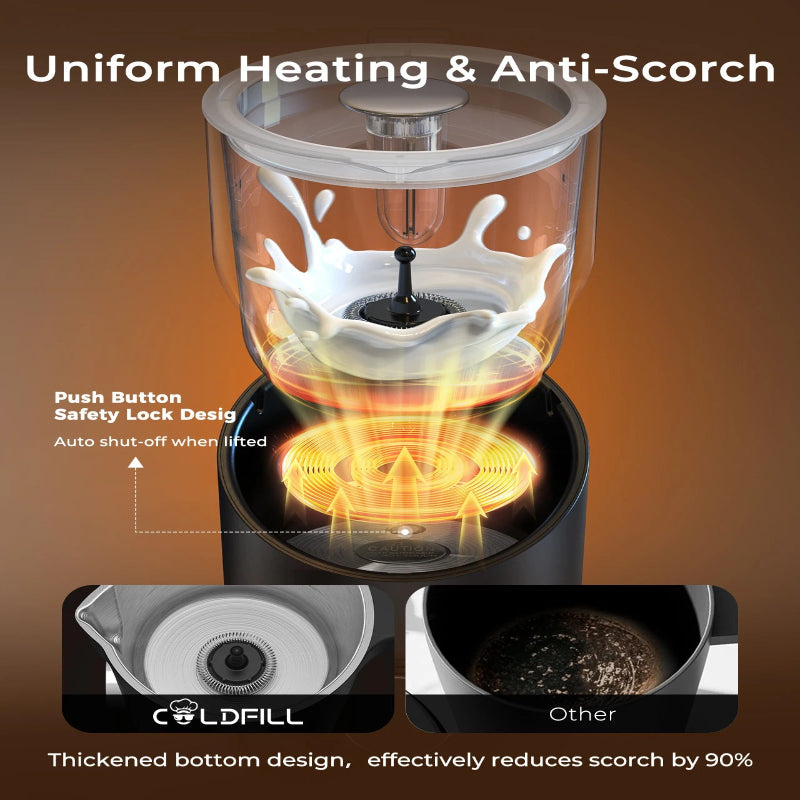 Electric milk frother for cappuccinos and lattes.