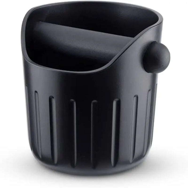 The iCafilas espresso knock box keeps coffee stations clean and organized.