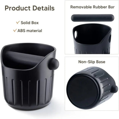 Compact espresso knock box designed for home baristas and coffee lovers.