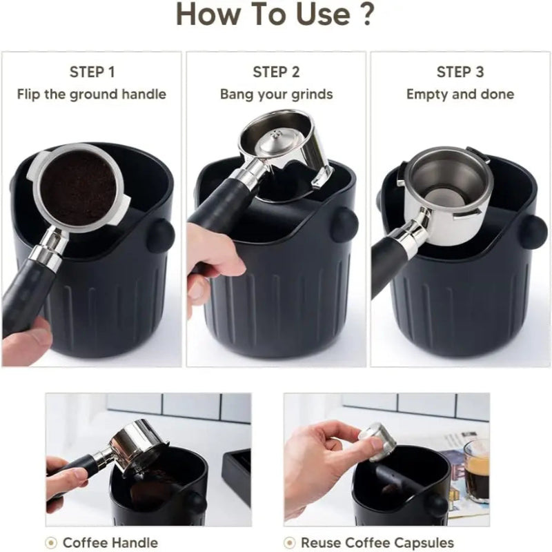 The iCafilas knock box features a removable rubber-coated knock bar.