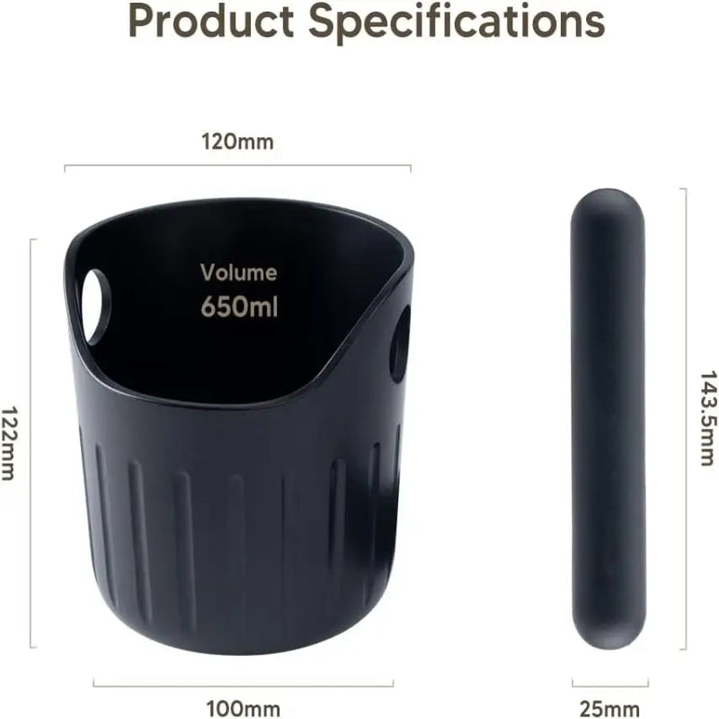 Durable espresso grounds container with a non-slip shock-absorbing base.