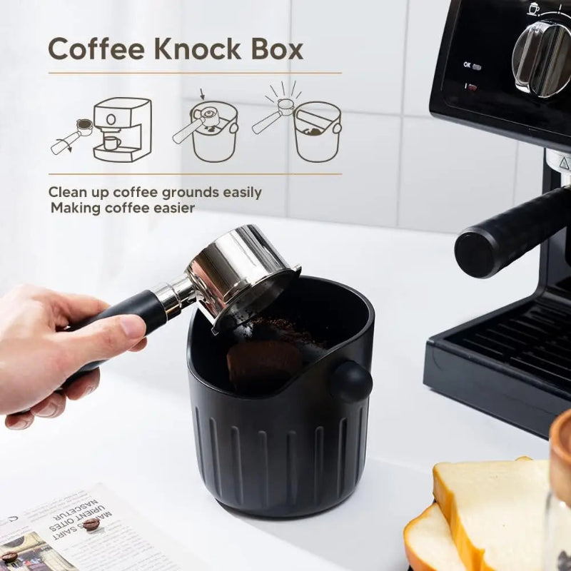 Home espresso accessory designed for quick coffee puck disposal.