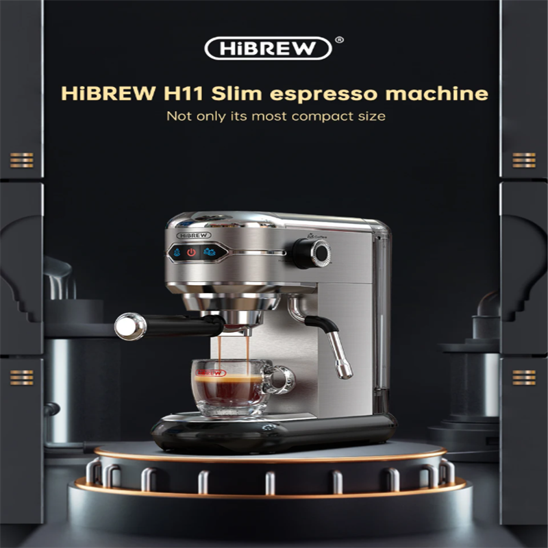 HiBREW H11 compact espresso machine for ground coffee and ESE pods.