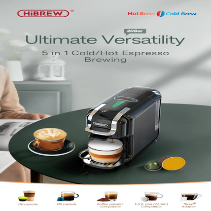 Multi-capsule espresso coffee maker for home and office use.