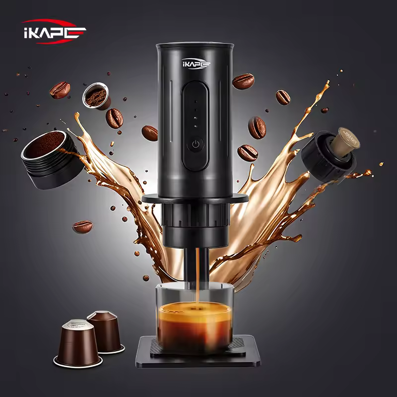 IKAPE manual coffee maker with compact handheld design.